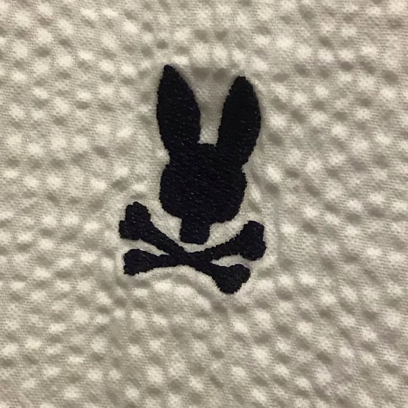 Psycho Bunny Seersucker Shirt size Large  white  worn twice - Picture 4 of 5